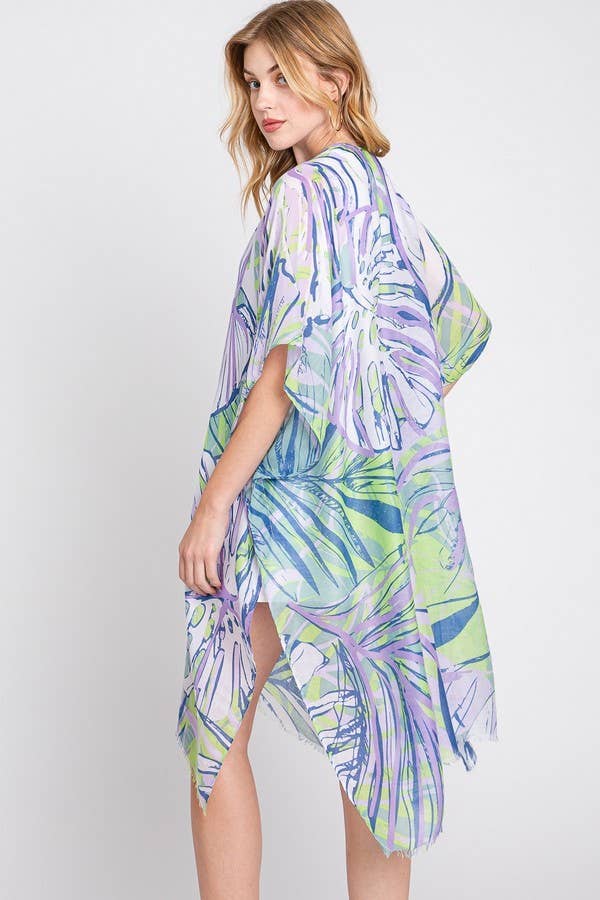 Shop Neighbors - Wholesale Kimono - Women's - HAND DRAWN TROPICAL LEAVES KIMONO6