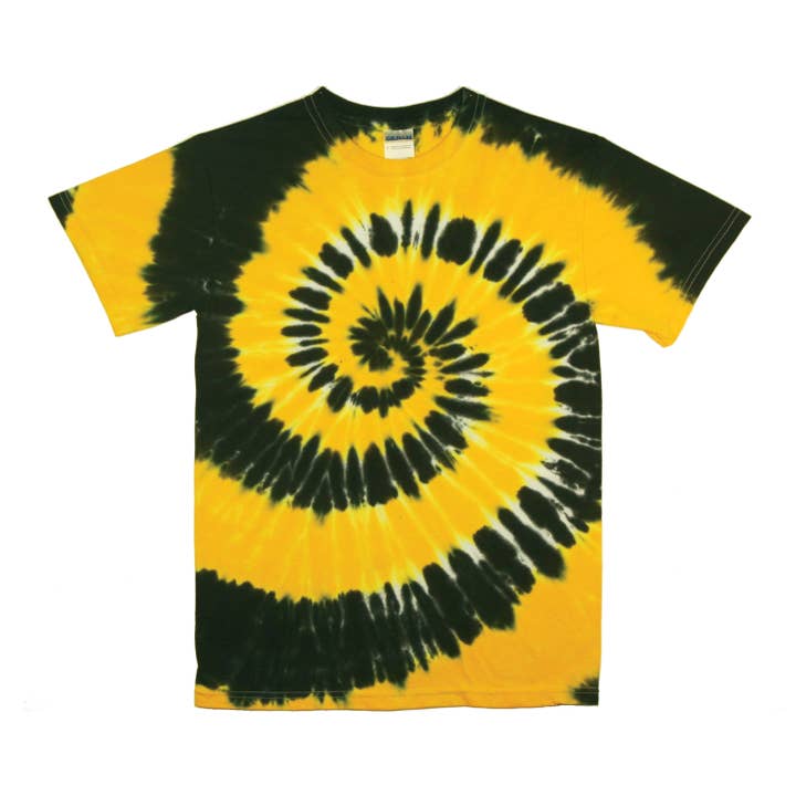 T-shirt Tie Dye à spirale noir en forme de tournesol pour la vente par Kerr's Cotton