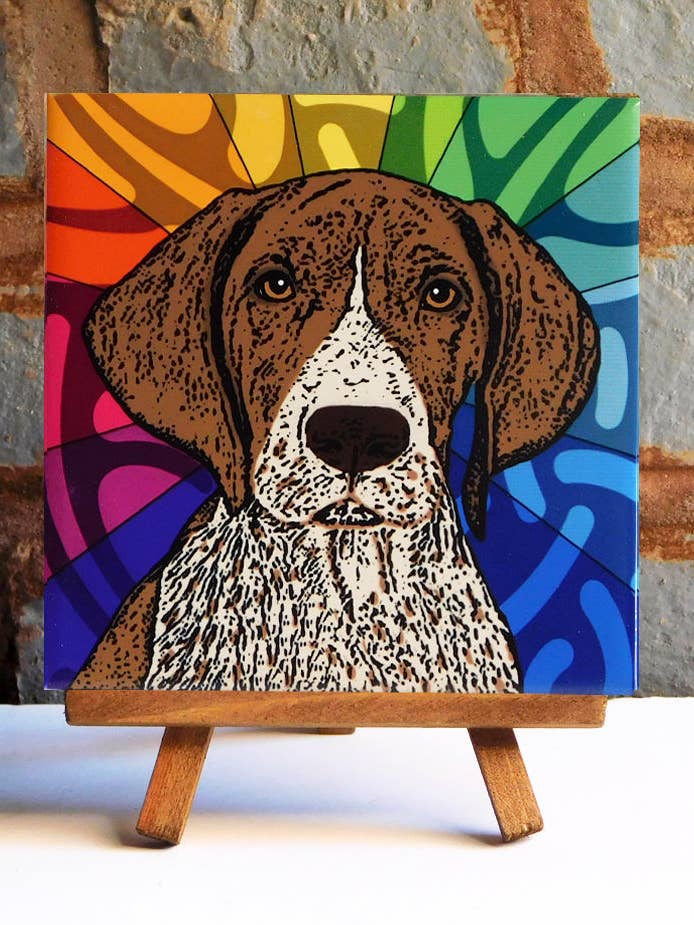 German Shorthair Pointer Ceramic Art Tile for wholesale by Sabyloo