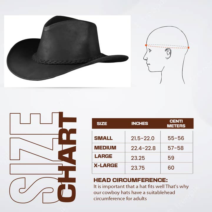 Hadzam - Wholesale Cowboy Hat - Unisex - Unisex Black Shapeable Wide Brim Western Leather Cowboy Hat2