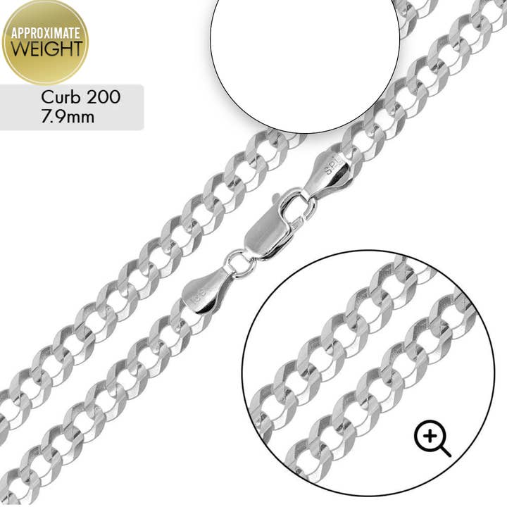 Collar de plata 925 maciza con cadena eslabonada de 8 mm para hombre y mujer para venta al por mayor de SilverLiza