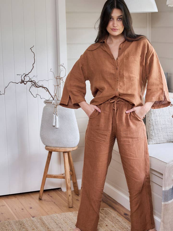 Noce moscata Camicia Fundamental in lino - Noce moscata in vendita all'ingrosso su Faire6