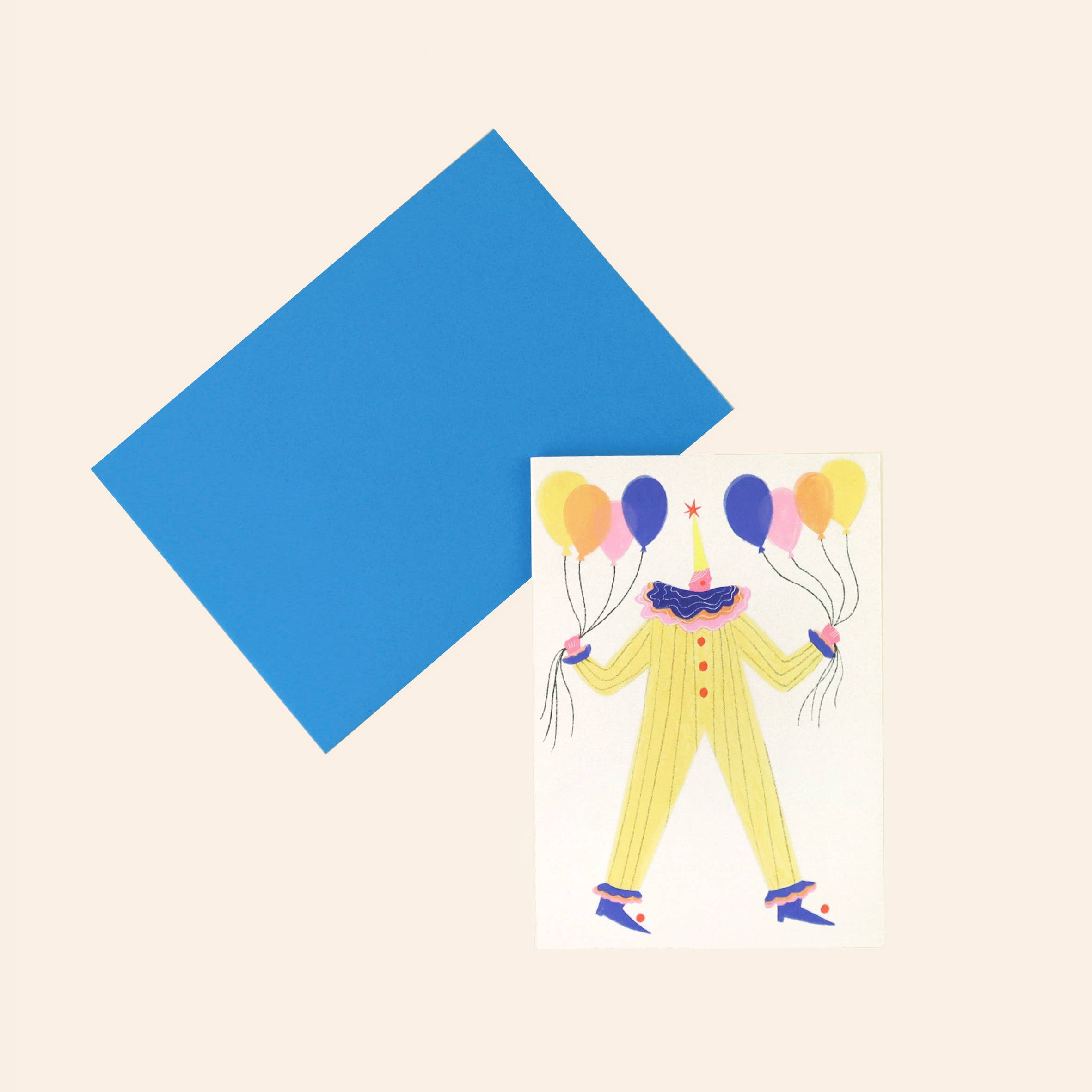 Little Black Cat Illustrated Goods – wholesale Birthday card – Circus Clown Birthday Card | Happy Birthday | Balloons | A61