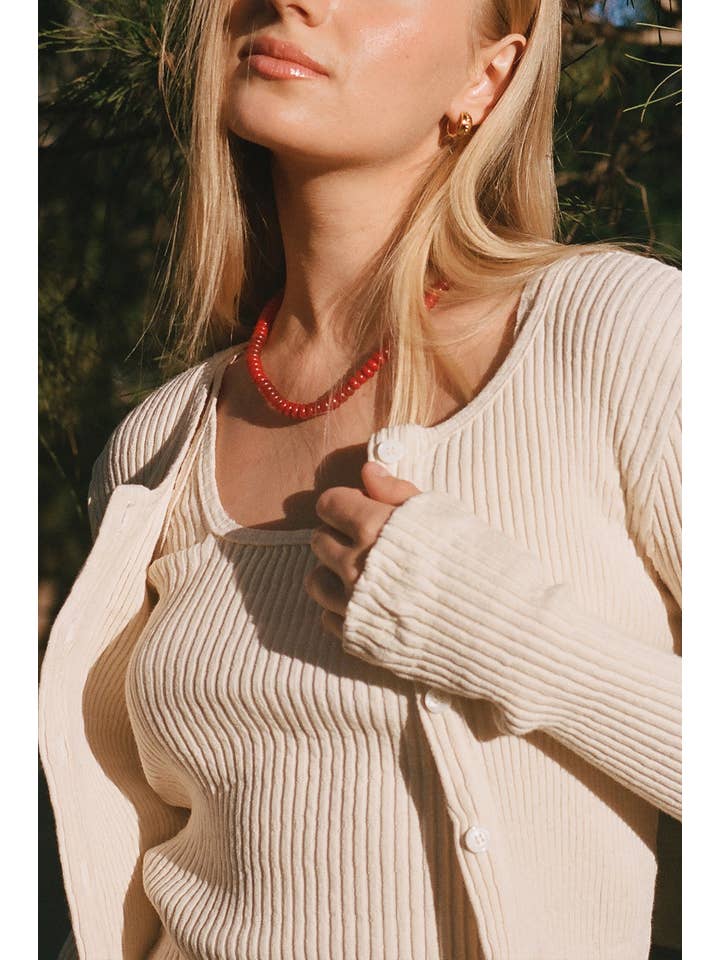 LA RELAXED - Wholesale Cardigan - Women's - Pointelle Cardigan