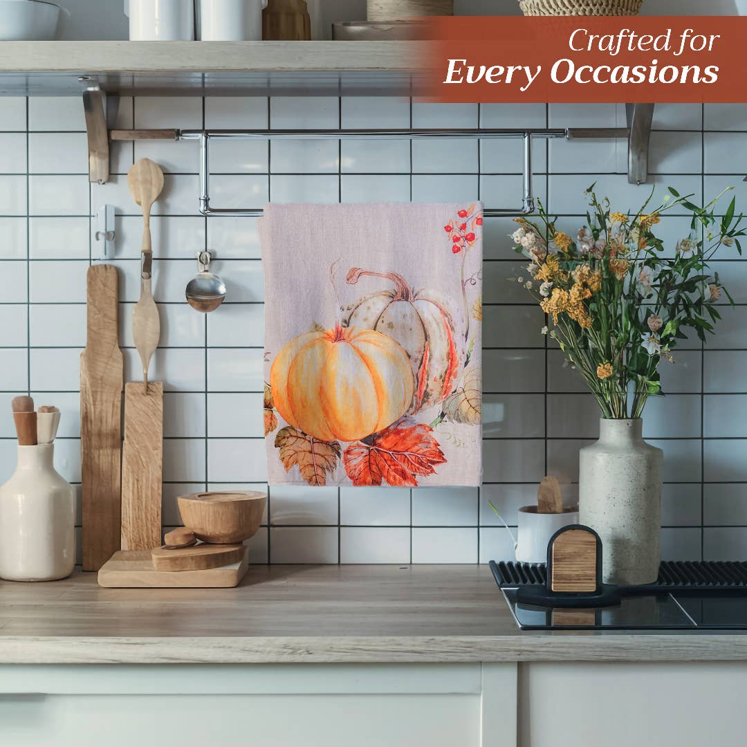 Maison d'Hermine - Design in Every Thread - Wholesale Tea Towel - Kitchen Towels 100% Cotton - Fall - Set of 3 - Potiron4