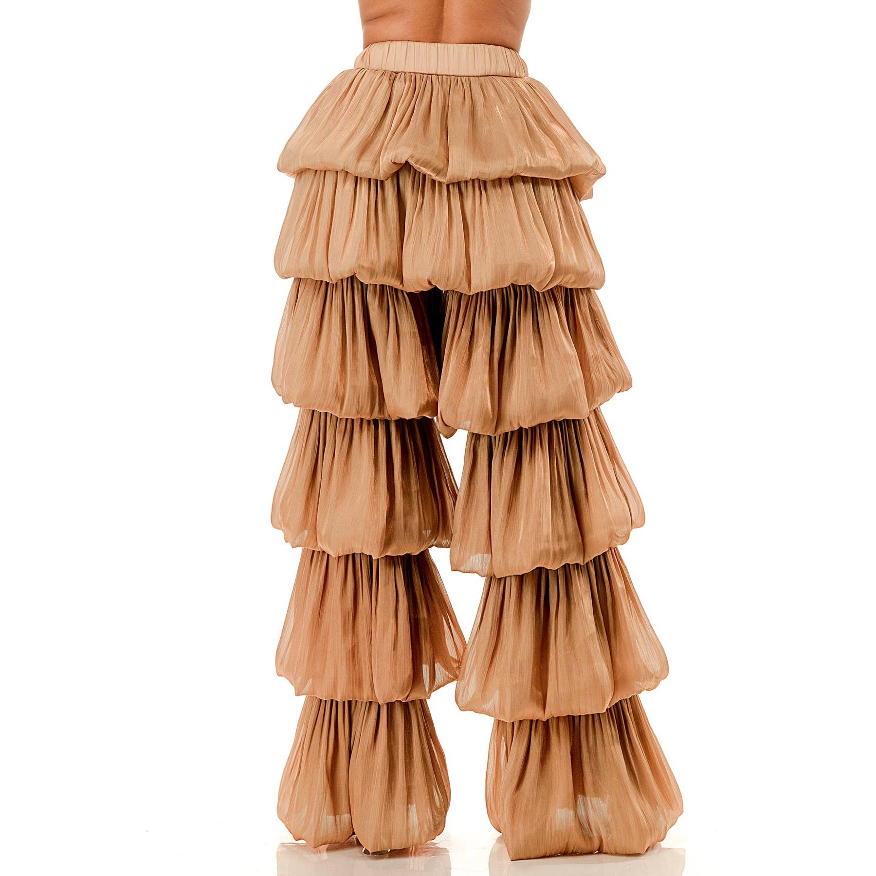 DORCAS - Wholesale Pants - Women's - Plus Size Bubble Hem Tiered Ruffled Organza Pants8