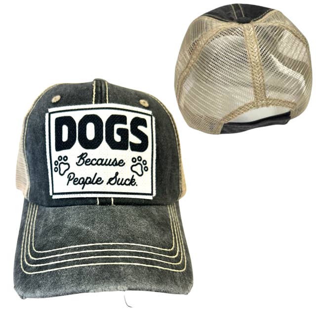 DOGS BECAUSE PEOPLE SUCK | DISTRESSED | UNISEX HAT for wholesale by dkhandmade