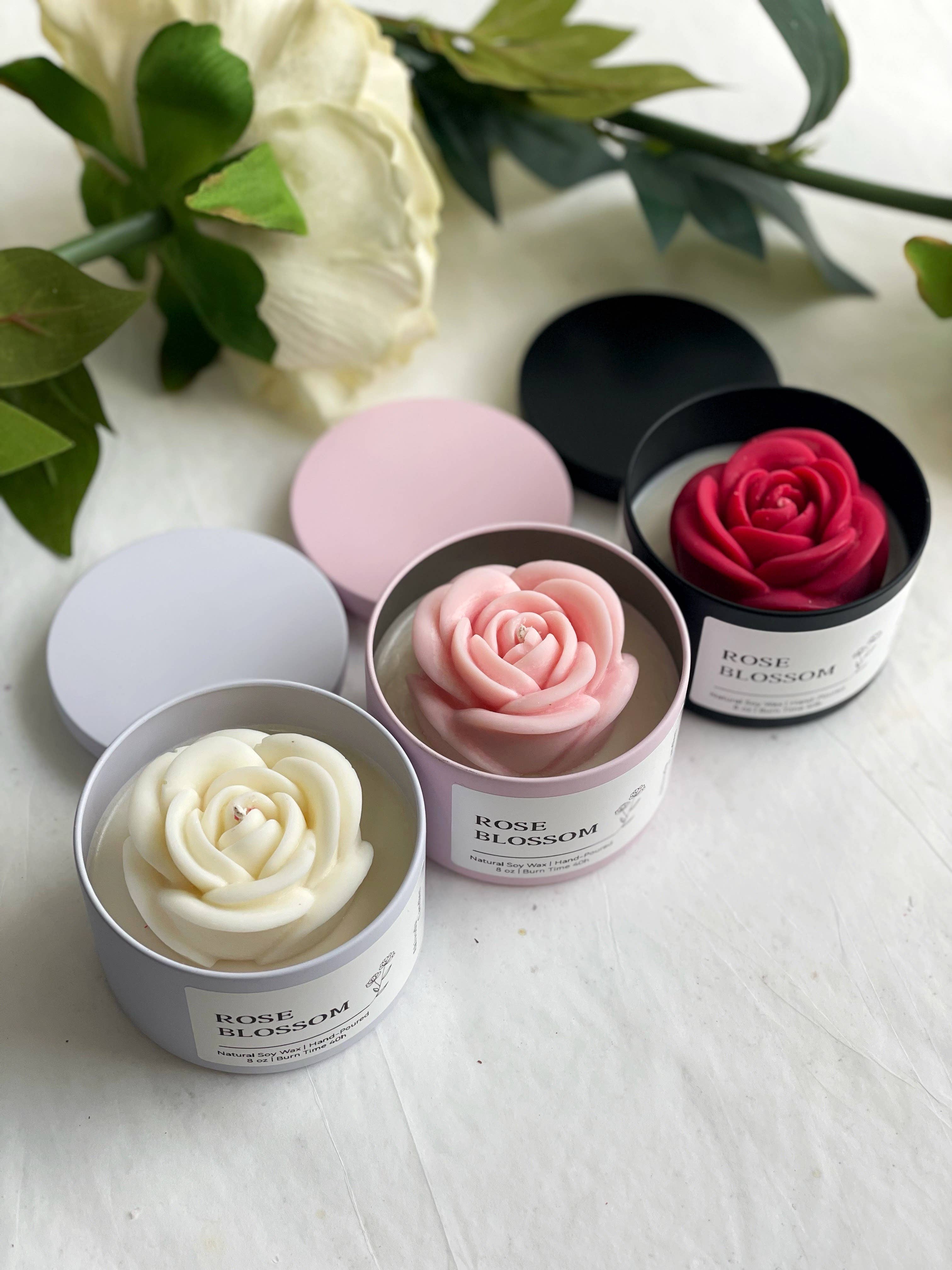 Akivodu Candles - Wholesale Travel Candles - Rose Candle 8 oz - Bohemian Rose Scent, Multiple Colors4