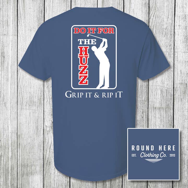 'Round Here Clothing Huzz Golf China Blue for wholesale by The Old North State