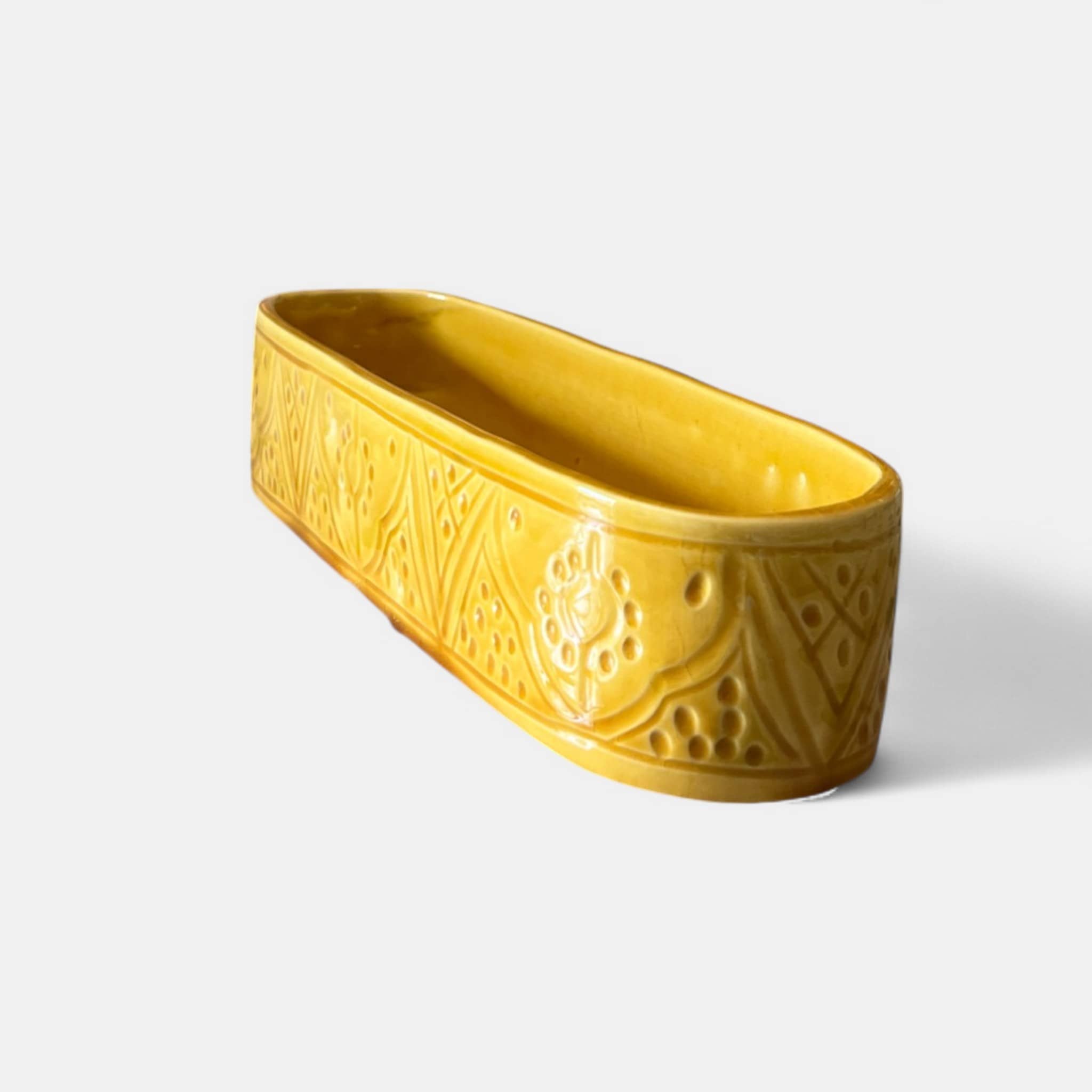 Moroccantastics - Wholesale Decorative Plate/Dish/Bowl - Discover Artisan Charm with This Handmade Yellow Embossed Serving Dish / Trough2