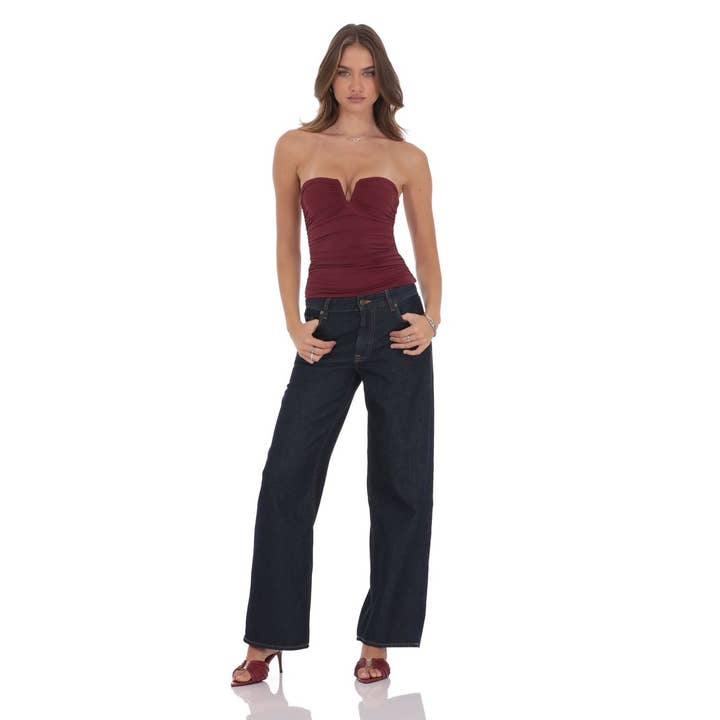 Jeans a vita bassa larghi in blu navy per la vendita all'ingrosso da parte di Lucy In The Sky