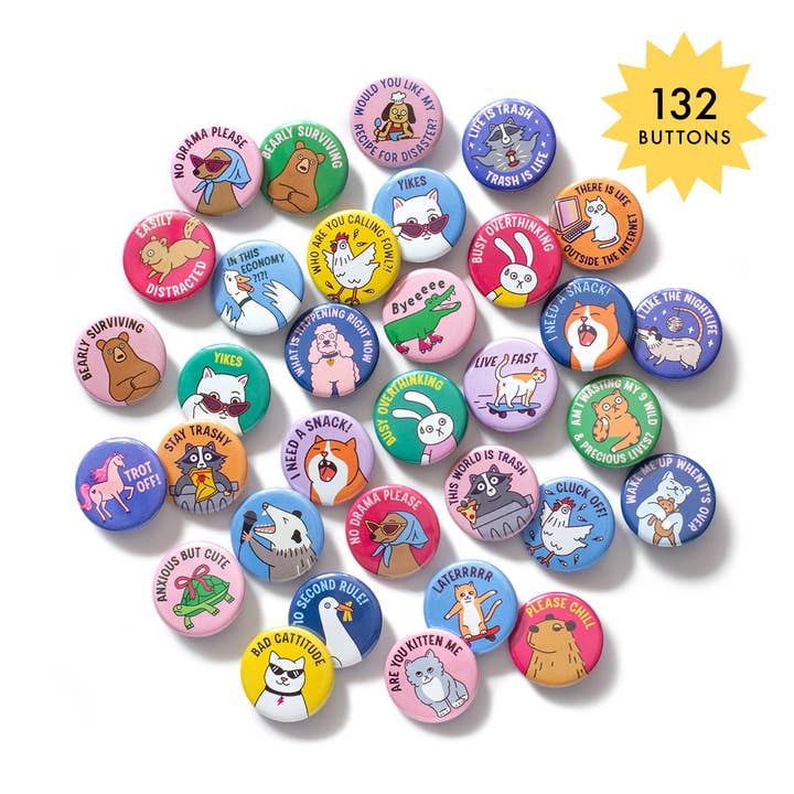Surtido de Botones de Animales con Actitud para venta al por mayor de Seltzer Goods