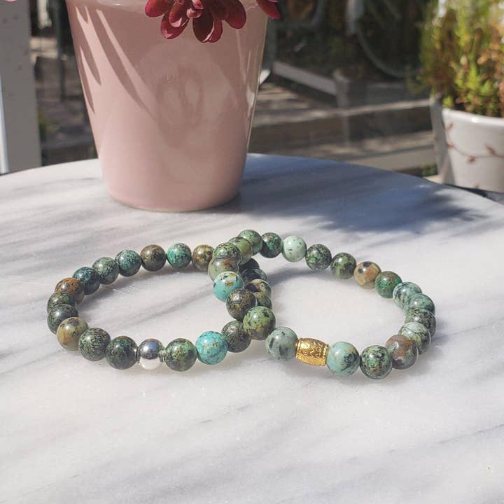 African Turquoise Gemstone Bracelet | Growth, Awareness, and Positivity for wholesale by Alora Boutique Inc.