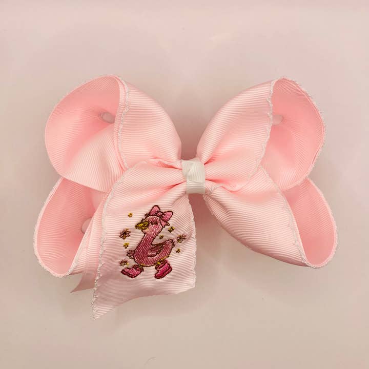 Pink Silly Goose Moonstitch Bow for wholesale by Luminous Sky Bowtique