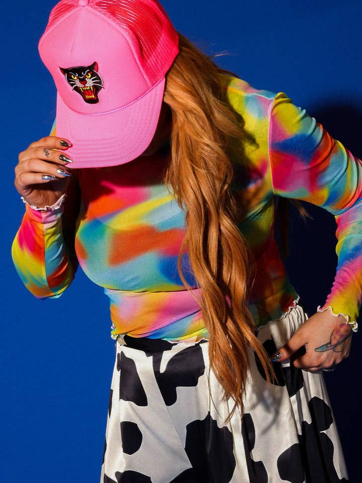 Technicolor Blur Mesh Top for wholesale by Burnt Toast