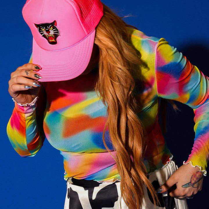 Technicolor Blur Mesh Top for wholesale by Burnt Toast