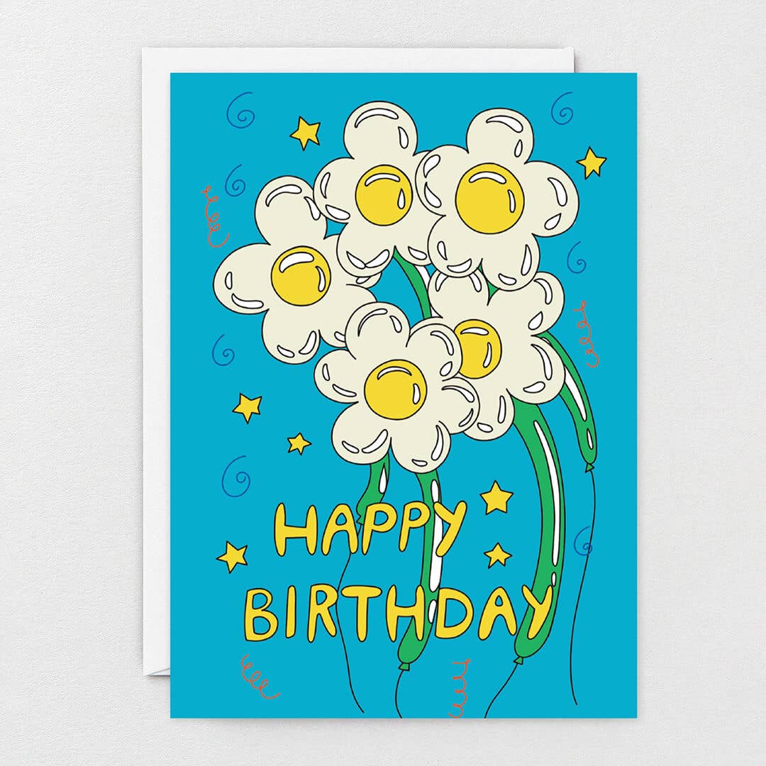 Redy. - Wholesale Birthday Card - Balloon Flowers Birthday Greeting Card (Folded) + Envelope1