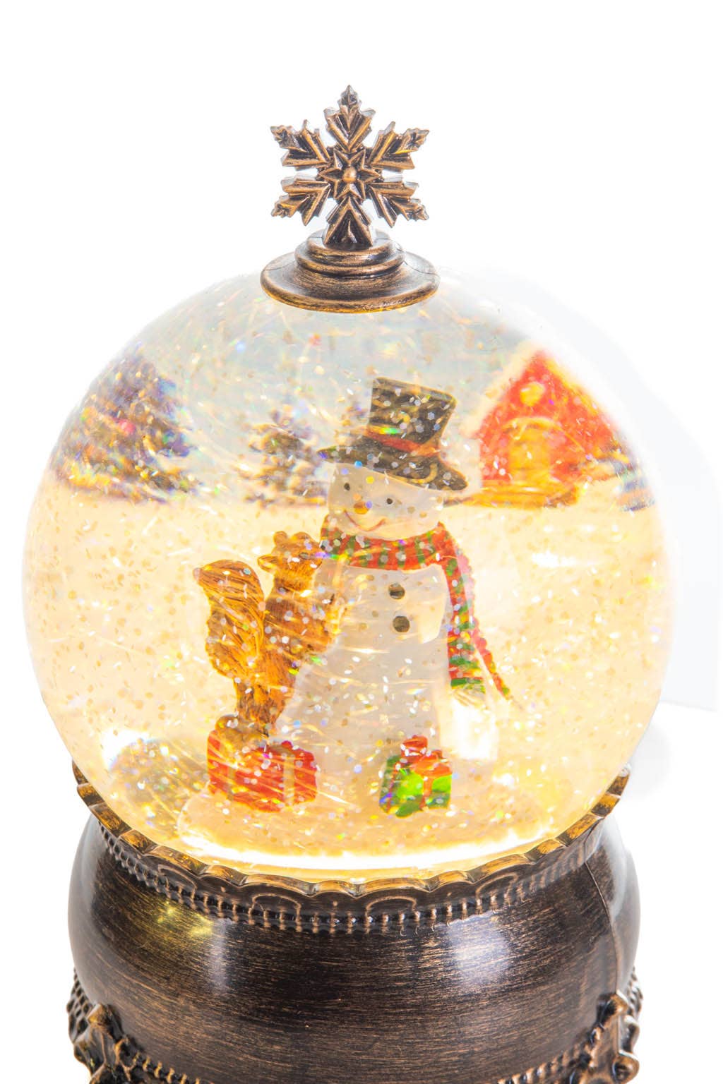 Starlight Collection - Wholesale Snow Globe - Brass LED Bauble Snow Globe with Snowman5