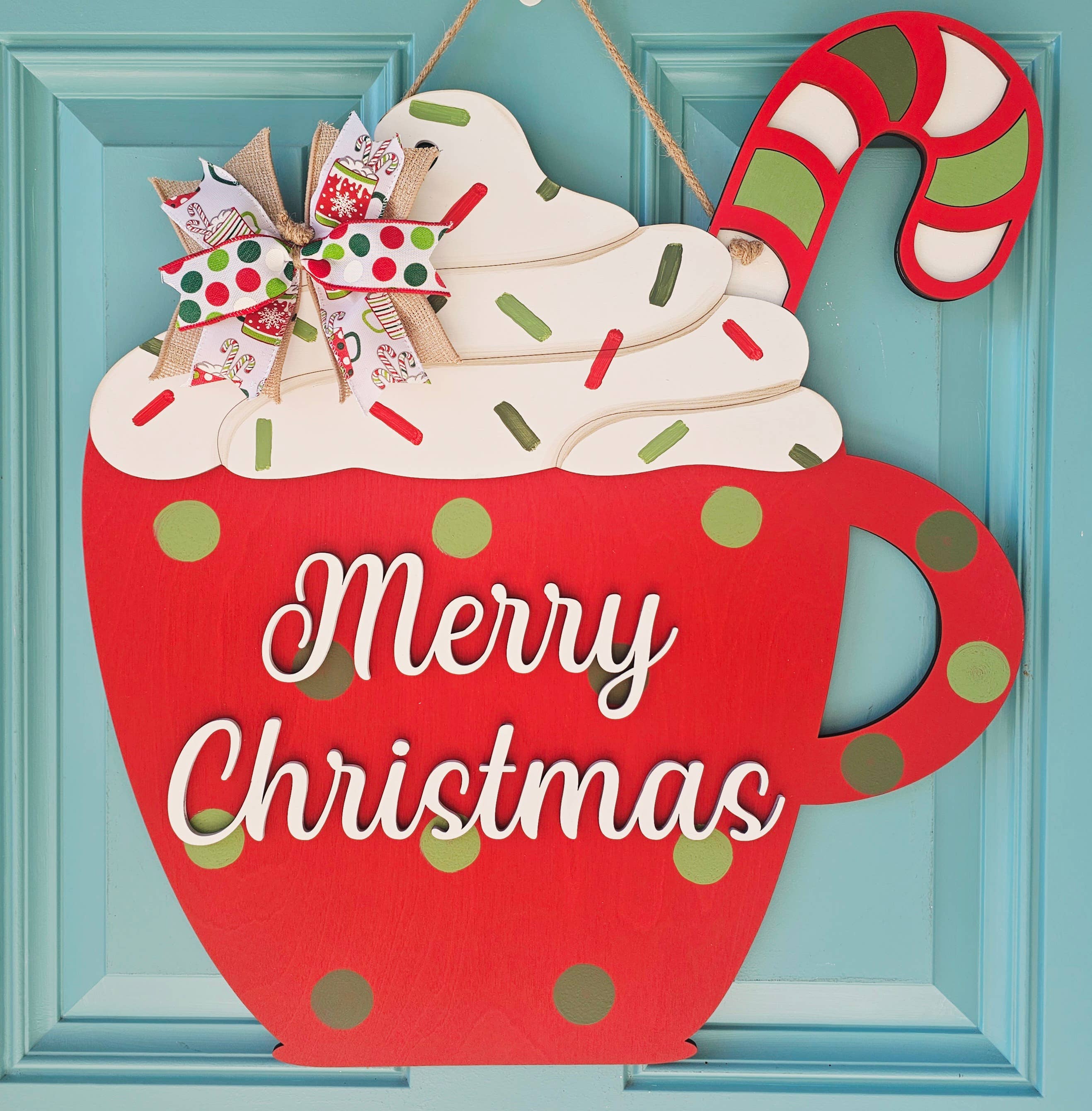 Teal Moon Creations - Wholesale DIY Craft Kit - DIY Merry Christmas Hot Cocoa Mug Door Hanger0