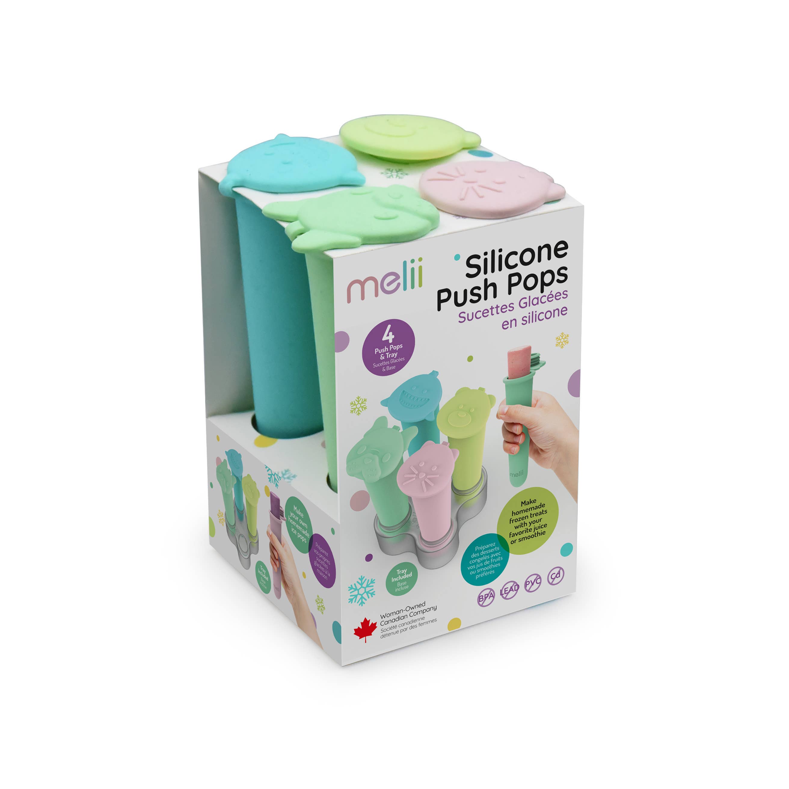 melii - Wholesale Ice Tray/Mold - Silicone Push Pops, 4-Pack of Ice Pops with Tray3