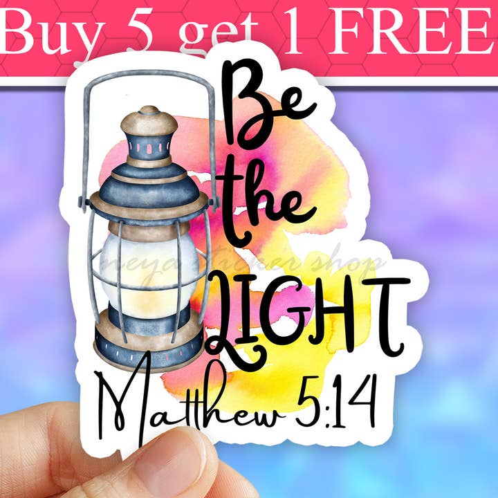 Christian Quote Be The Light Vinyl sticker, Faith decals for wholesale by Neya Sticker Shop