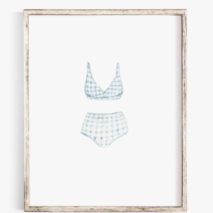 Art Print - Blue Gingham Swimsuit for wholesale by Me and Mary Shop