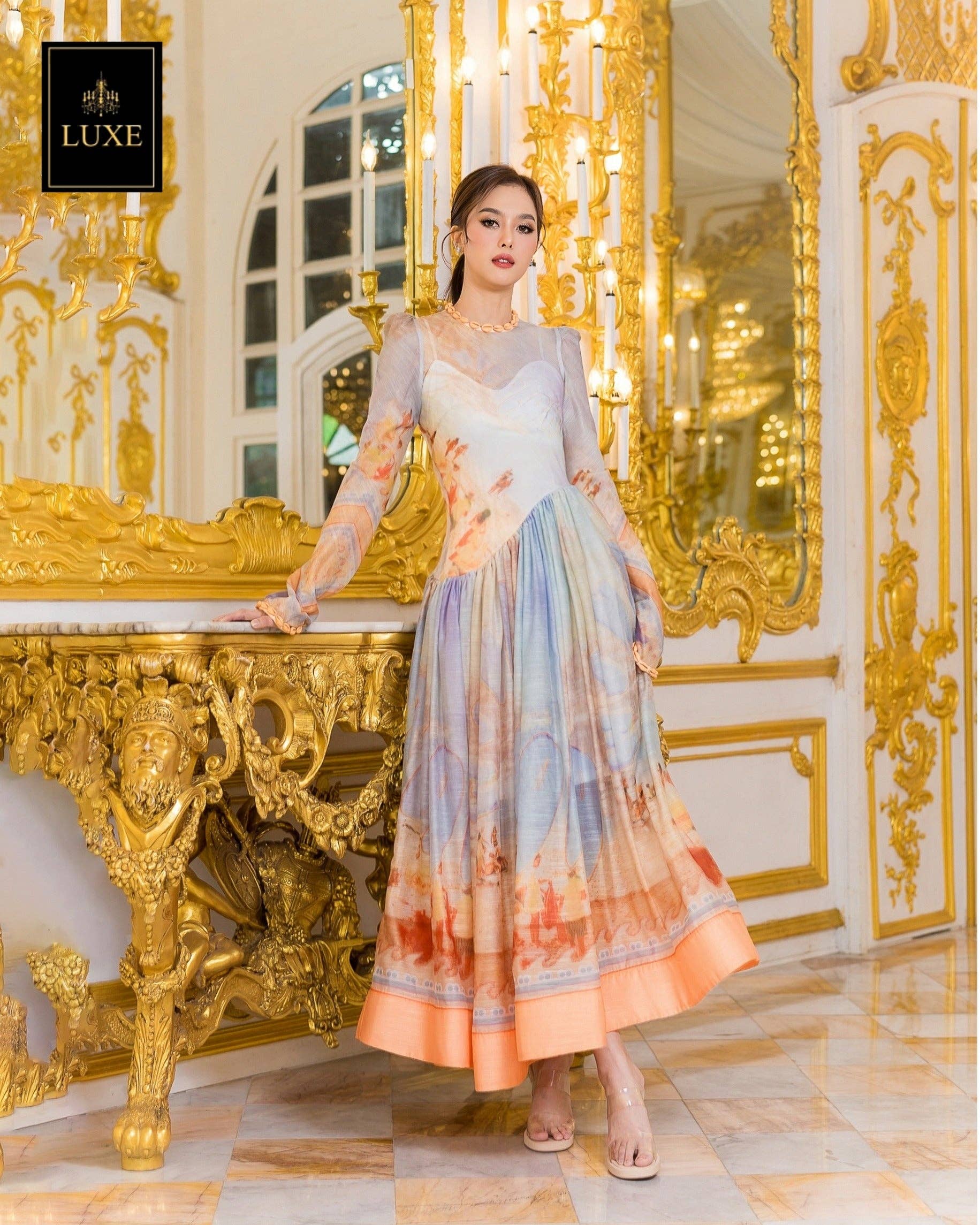 AlexyDesings – Engroshandel Kjole - Dame – Broderet skrå langærmet kjole3