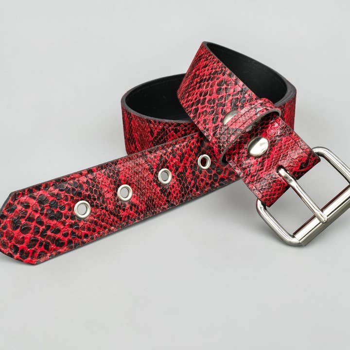 BT100SN-175RD CINTO LISO PYTHON VERMELHO SNAKE por atacado de Funk Plus