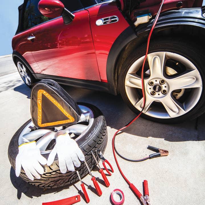 Roadside Emergency Car Kit, (Black with Orange Accents) for wholesale on Faire11