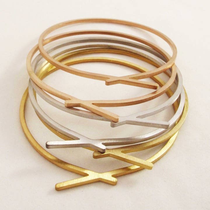 Modular Chic Ultra Thin Geometric Stacking Bangles for wholesale by Laka Luka