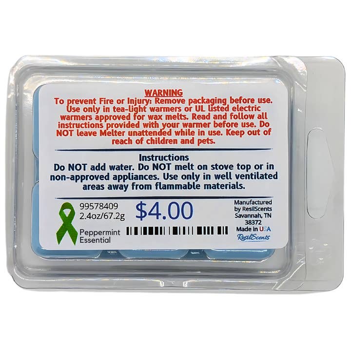 ResilScents WholeSale - Wholesale Wax melt - Peppermint Essential ResilMelt – 2.4oz Soy Wax Melt | Pure Peppermint Essential Oil2