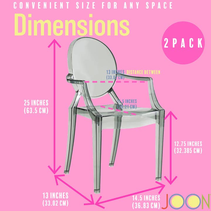 ShopBobbys - Wholesale Chair - Kids - JOON 2 Pack Kids Ghost Chairs with Armrest, 25x13x14.5 Inches, Transparent