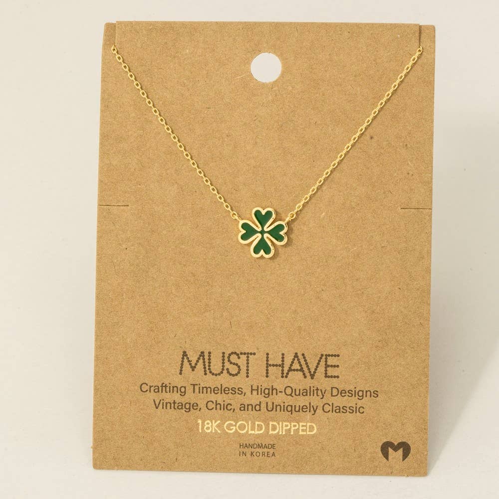 Fame Accessories - Wholesale Pendant/Charm Necklace - Green Clover Charm Necklace1