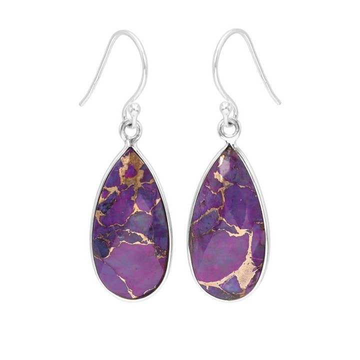 Paarse Koperen Turkoois 925 Zilveren Edelsteen Oorbellen voor Haar voor wholesale door Jay Jools