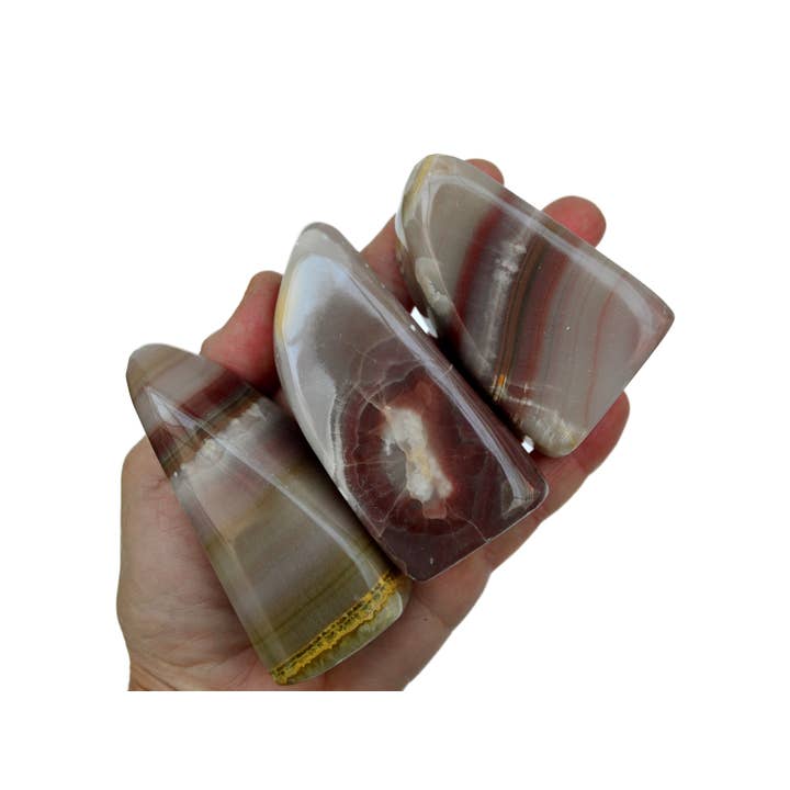 Kaia & Crystals – wholesale Andlig sten/kristall – Naturlig rosa bandad onyx i fri form (100–400 g)7