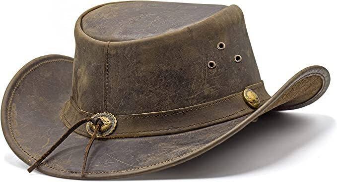 Hadzam - Vente Chapeau de cowboy – unisexe - Chapeau cowboy Outback en cuir durable et malléable unisexe Hadzam5