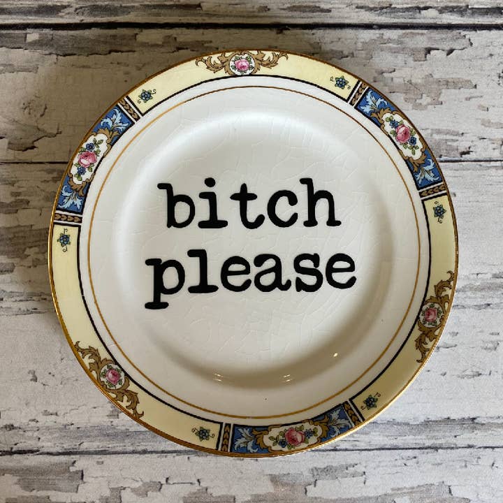 Återanvända roliga tallrikar, Bitch snälla, Sarkastisk, Presentbutik för wholesale av pretty little creeps