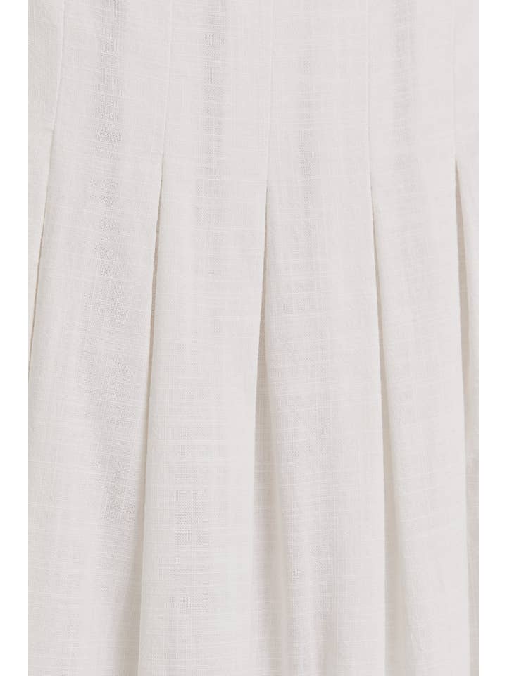 White SLEEVELESS PLEATED DETAIL MIDI DRESS for wholesale on Faire