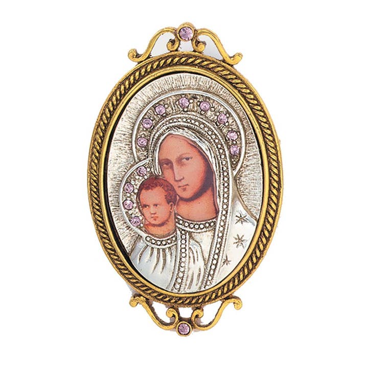Symbols Of Faith Iconica Mary And Child Brooch for wholesale by 1928 Jewelry