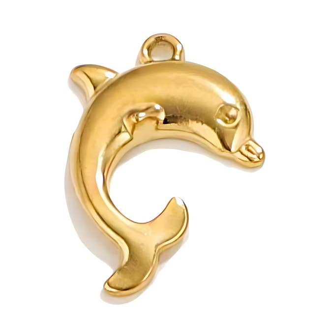Golden Leap Dolphin Charm ~ Deep South Originals for wholesale by Deep South Originals Inc.