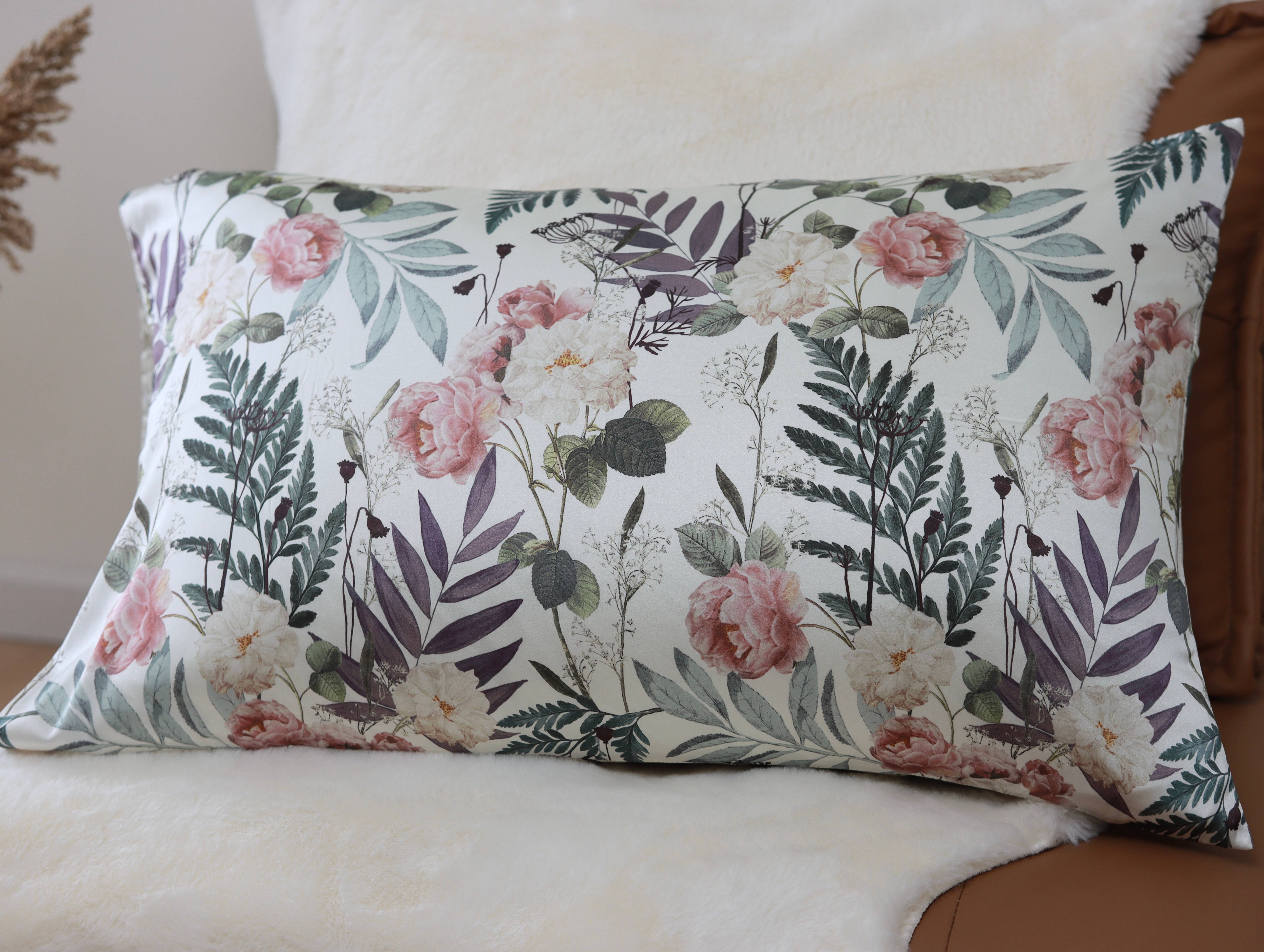 Lian Collection – Engroshandel Hovedpudebetræk – Pudebetræk i 100% morbærsilke: Pæon og Bregne5