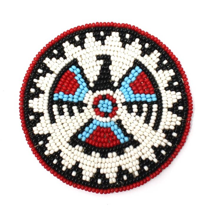 White Blue Red Craft Applique Eagle Beaded Patch Medallion Beadwork for wholesale by BEADS CORNER