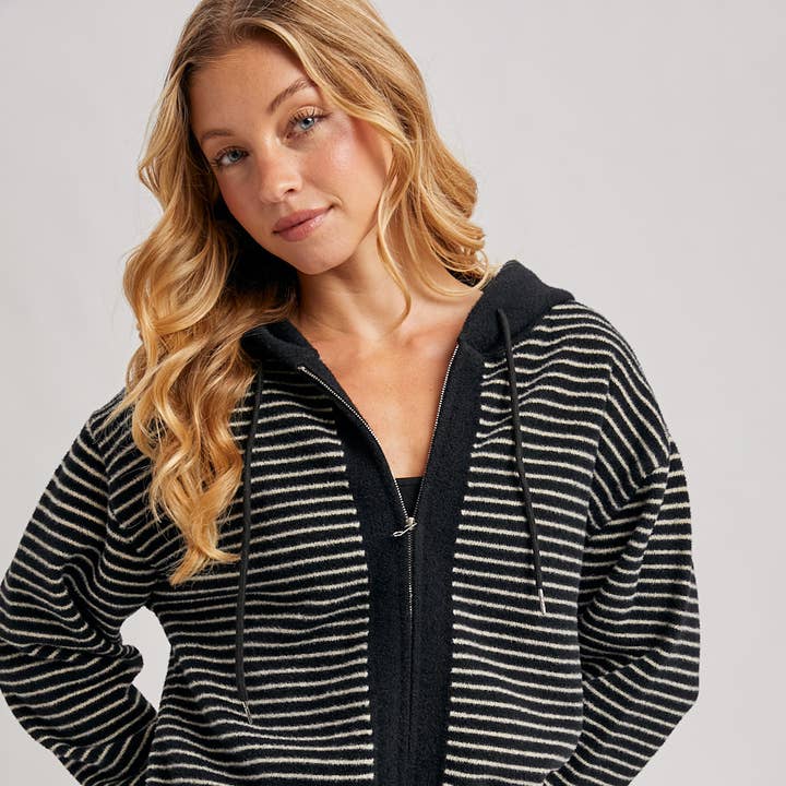 SRIPED ZIPPER FRONT KNIT HOODIE JACKET and other Purchase Wholesale hoodie jacket. Free Returns & Net 60 Terms on Faire trending on Faire.