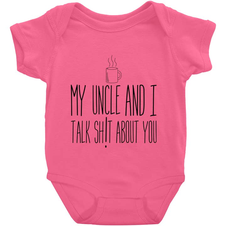 Mon oncle et moi parlons de toi t-shirt manches courtes design 2 pour la vente par Potty Mouth Tots