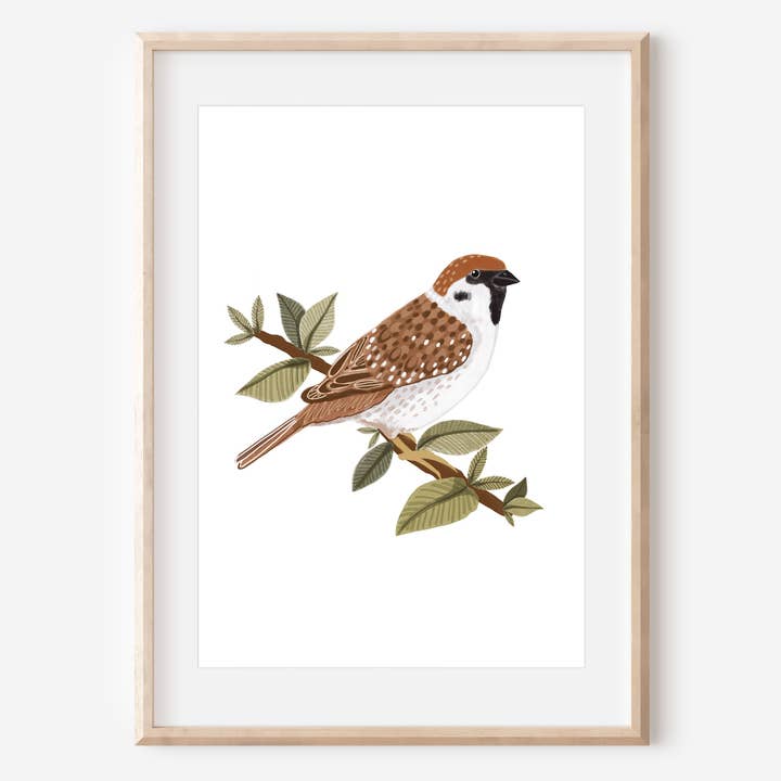 Sparrow Bird Art Print for wholesale by HeatherLucyJ Design