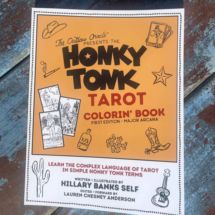 The Outlaw Oracle - Wholesale Tarot Cards - The Outlaw Oracle's Honky Tonk Tarot Colorin' Book - Rebel T6