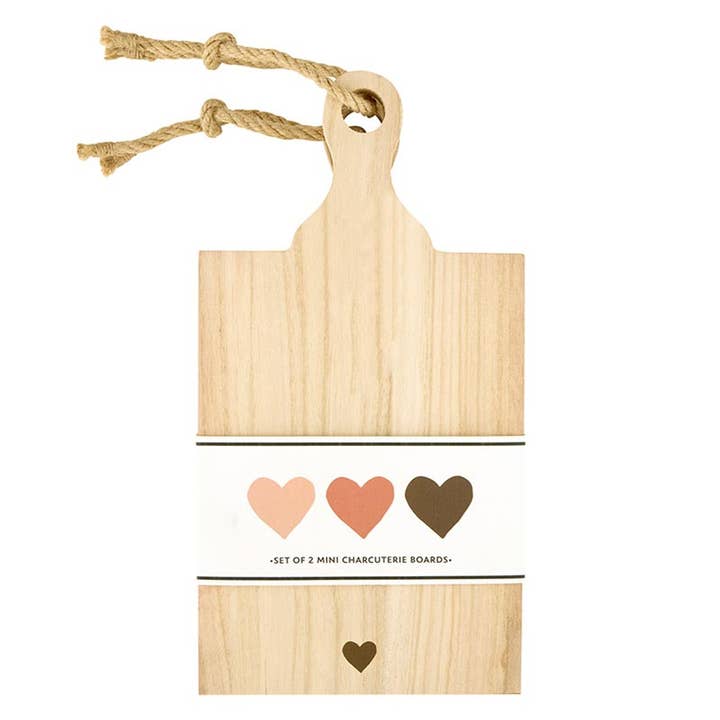 Mini Paulownia Wood Boards - Hearts - Set of 2 for wholesale by Santa Barbara Design Studio by Creative Brands