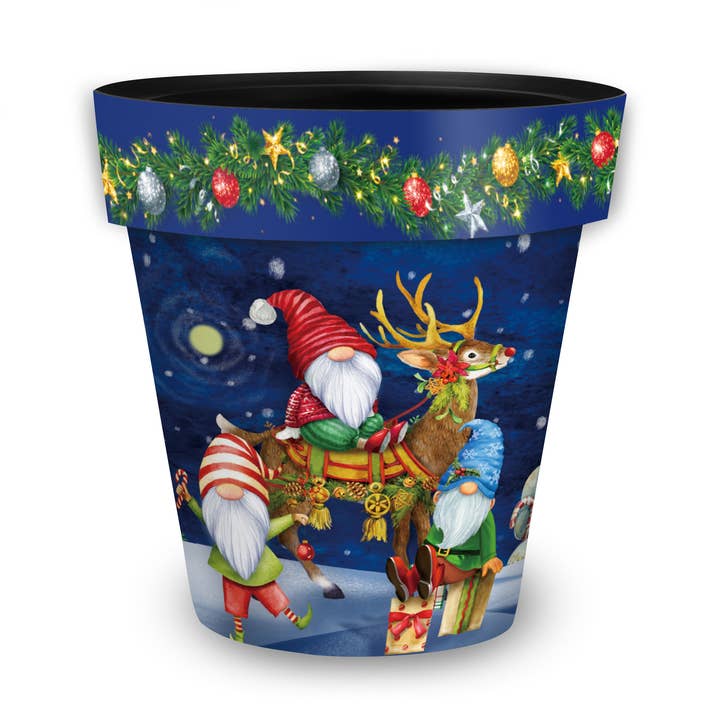 Briarwood Lane - Wholesale Plant Pot - Happy Holiday Gnomes Medium Planter0