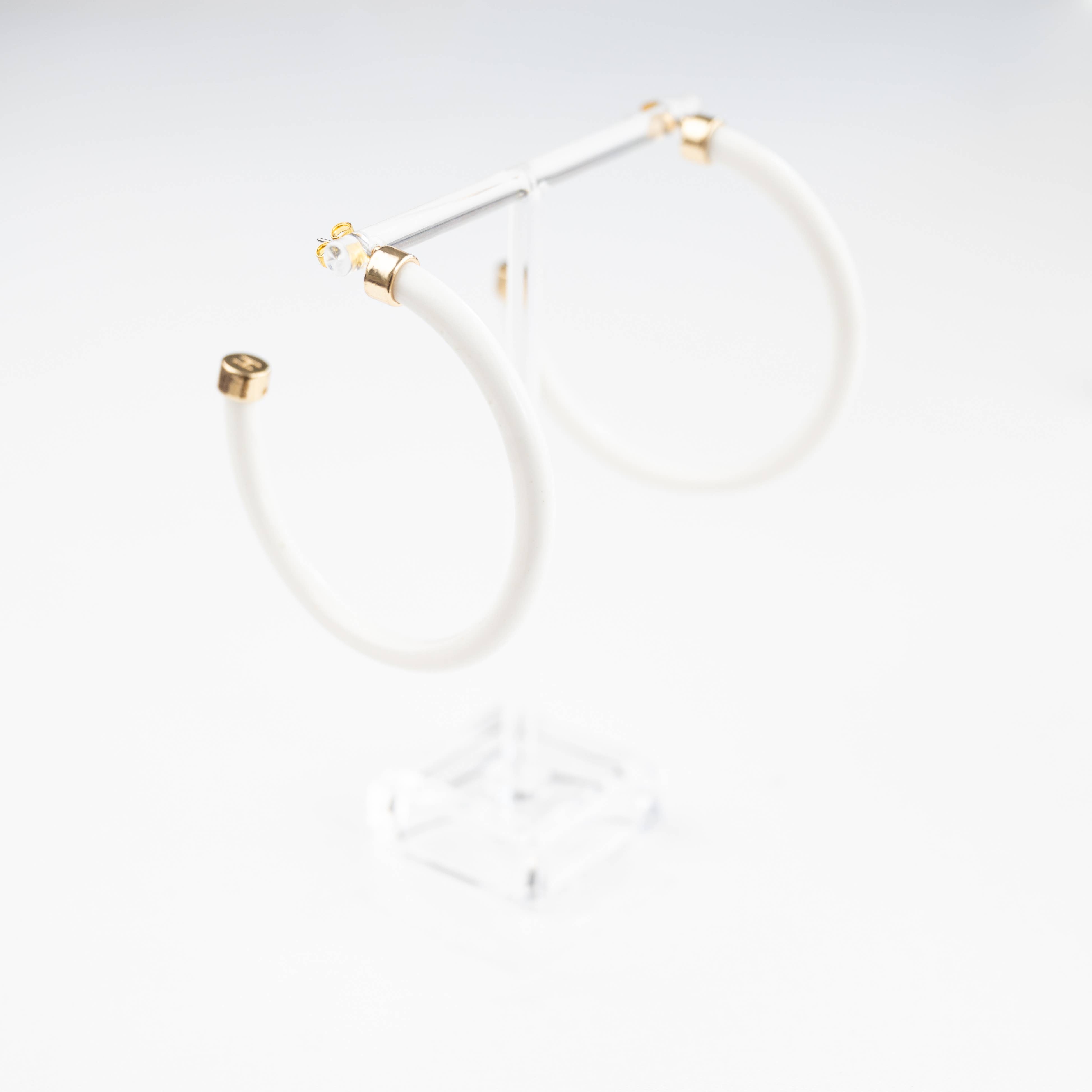 Hoo Hoops - Wholesale Hoop Earrings - Lightweight Large Hoop Earrings - White 1