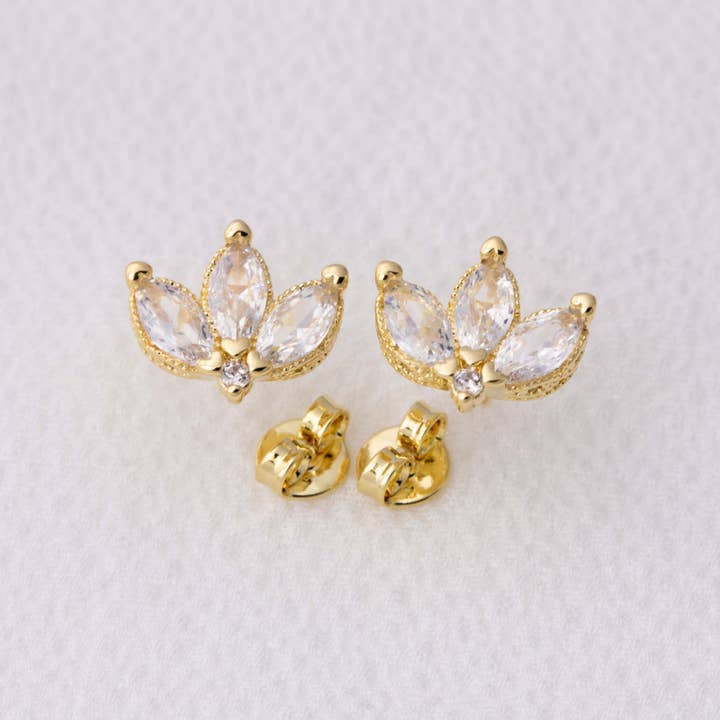 GoldFi - Wholesale Stud/Post Earrings - Vintage Lotus Flower Stackable Earrings1